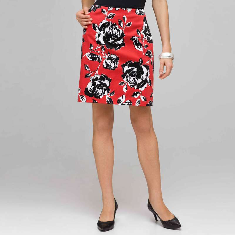 Rose Floral Skirt, Cardinal Red Multi, large