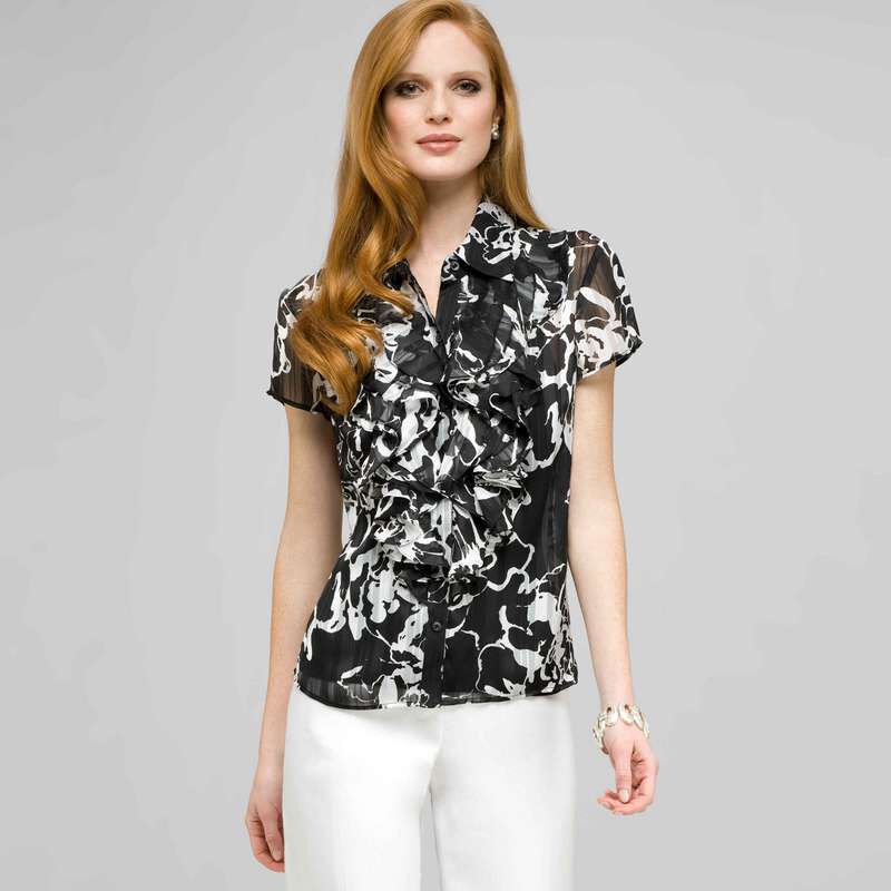 Ruffle Cascade Blouse., , large