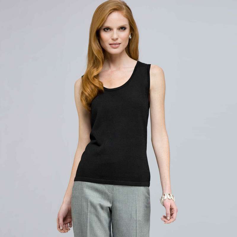 Sleeveless Scoop Neck Shell., , large
