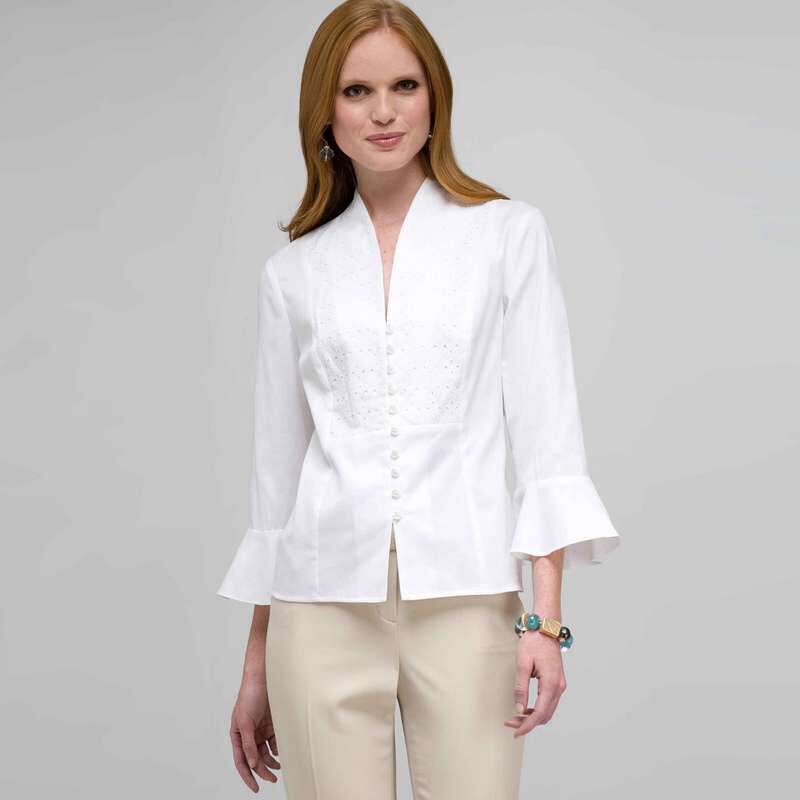 3/4 Sleeve Button Down Shirt, , large